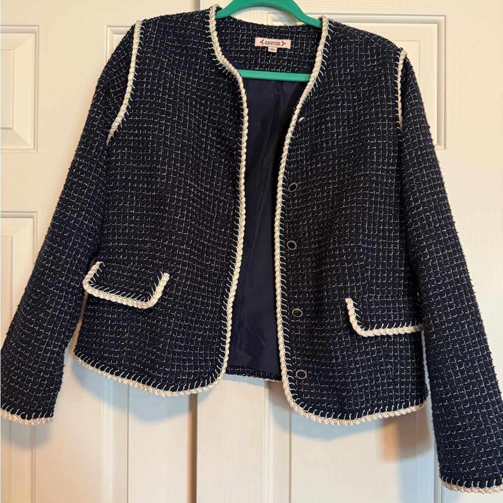 Nanette Lepore Navy Blazer with White Accents